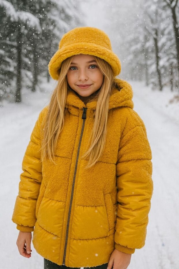 Saffron Soft Textured Plush Bucket Girl's Hat