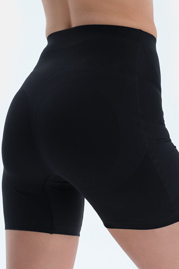 Siyah Medium Yüksek Bel Şort Korse - 6