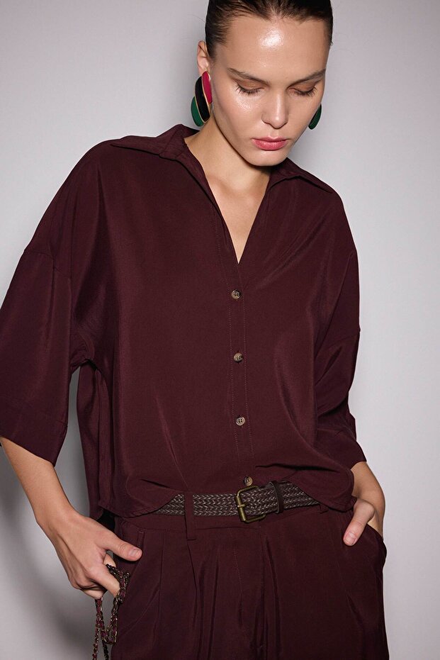 Modal V Yaka Gömlek - 5