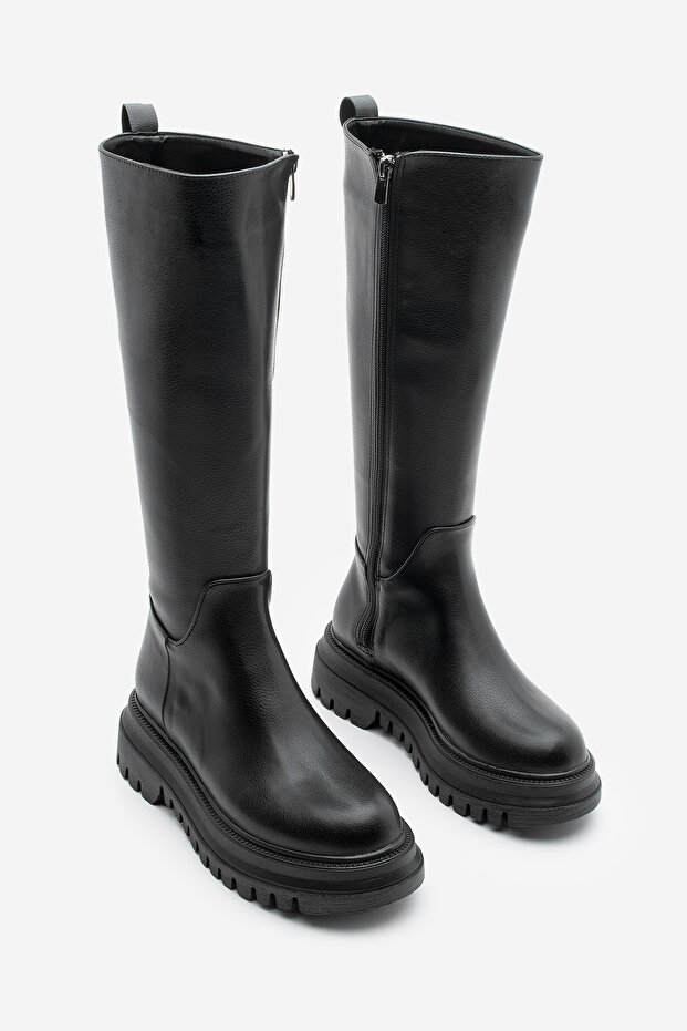 Damskie grube botki na co dzień z grubą podeszwą i zamkiem błyskawicznym Galori Czarne - 5