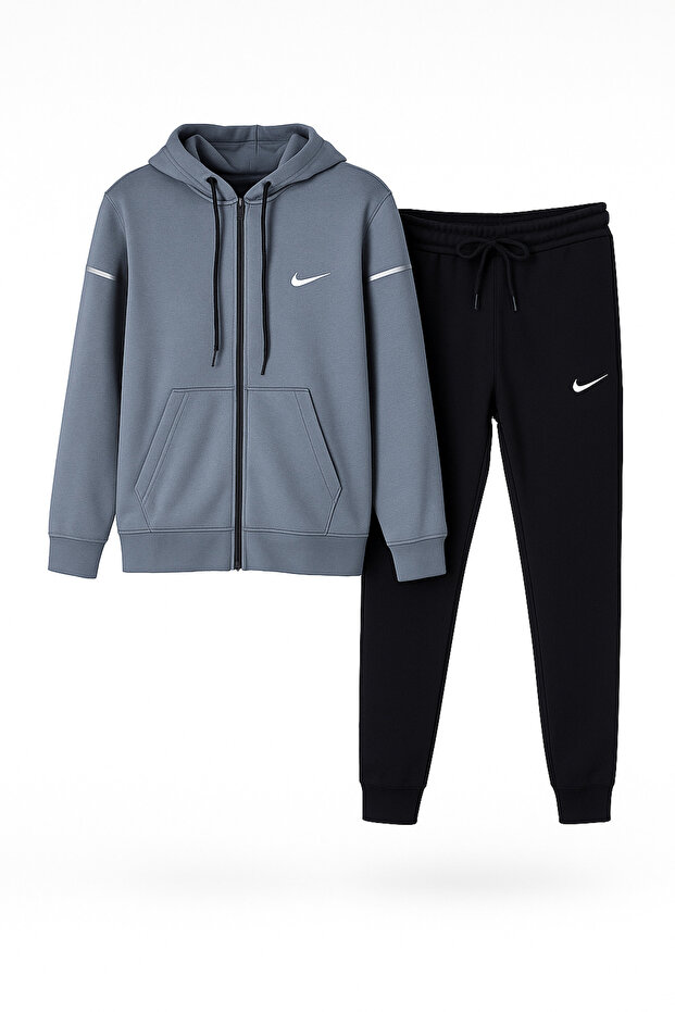 Erkek Çocuk Kapüşonlu Eşofman Takımı Alt Üst HIRKA/EŞOFMAN - Gri - 6 / 16 Yaş Arası - 1