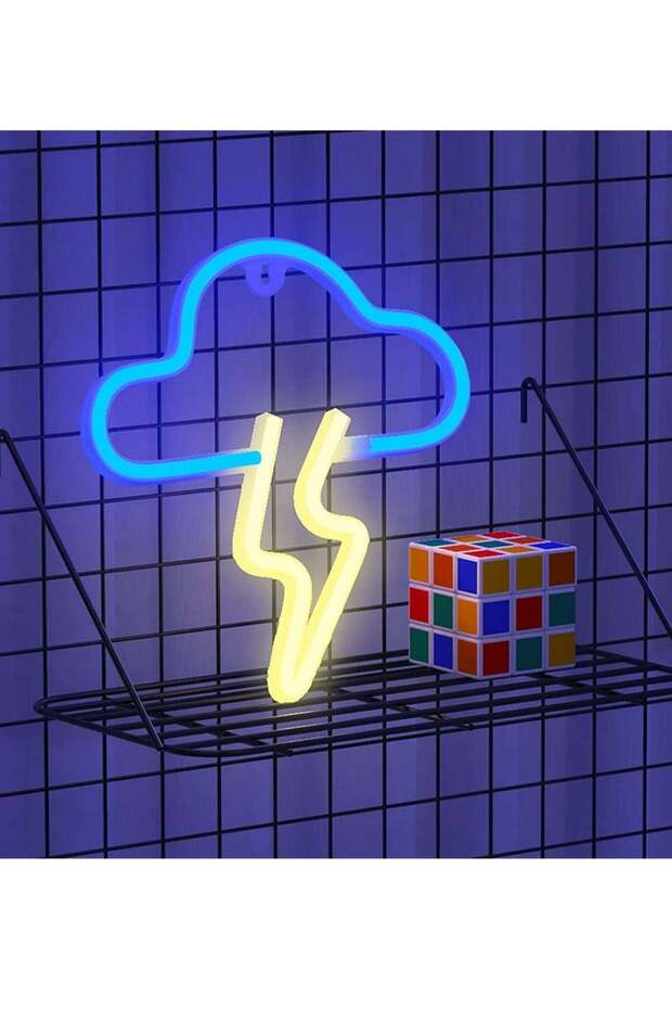 ديكور حائط على شكل سحابة برق من النيون LED، يعمل بمنفذ USB/بطارية - 3