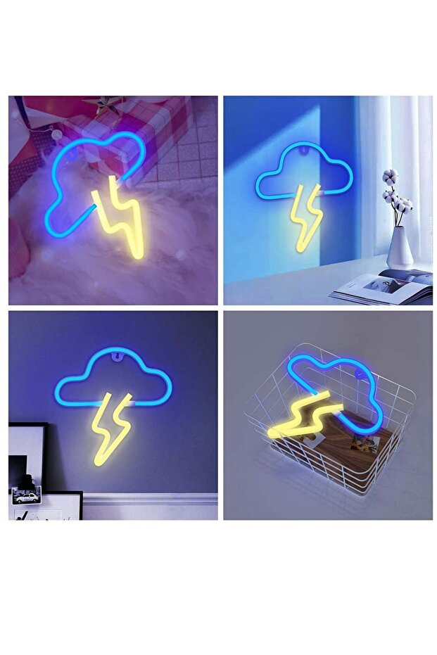 ديكور حائط على شكل سحابة برق من النيون LED، يعمل بمنفذ USB/بطارية - 4