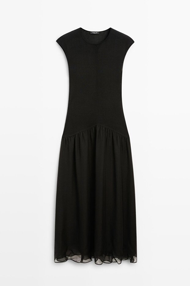 Kontrast uzun elbise - 5