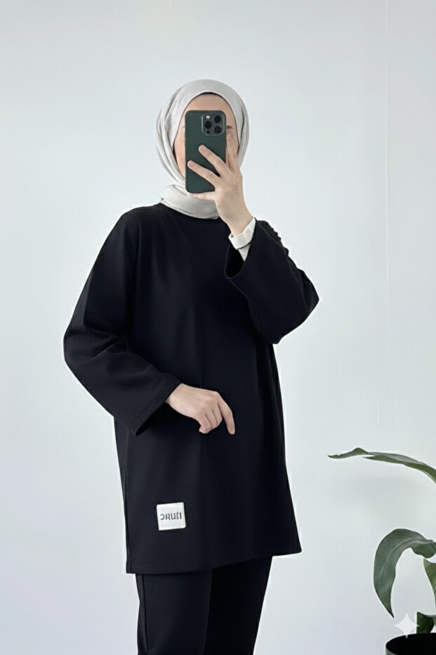 طقم سرير قطني ممشط أساسي - أسود - مقاسات واسعة - 6