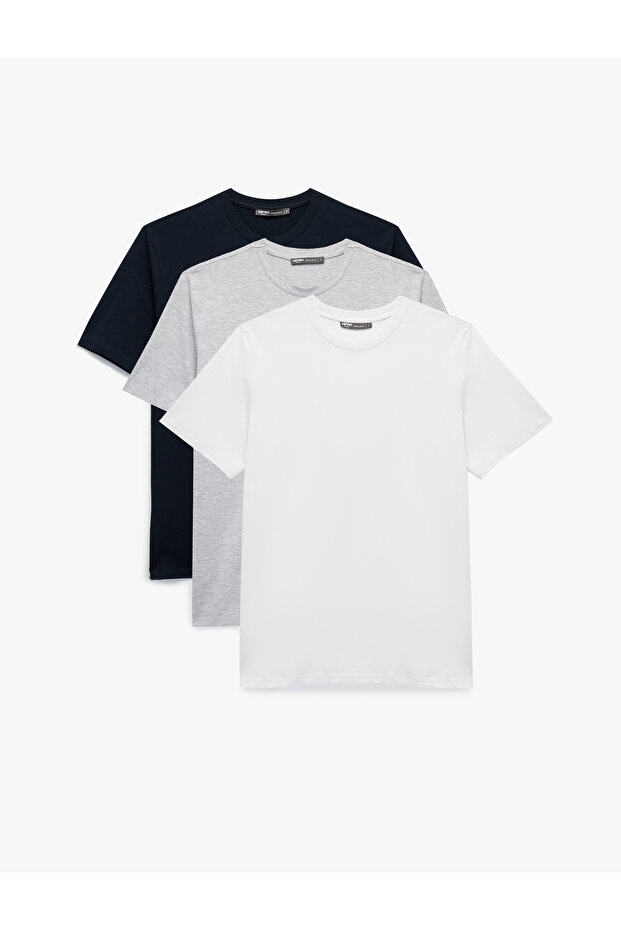 Regular Fit Short Sleeve Crew Neck Cotton 3-Piece T-Shirt Set