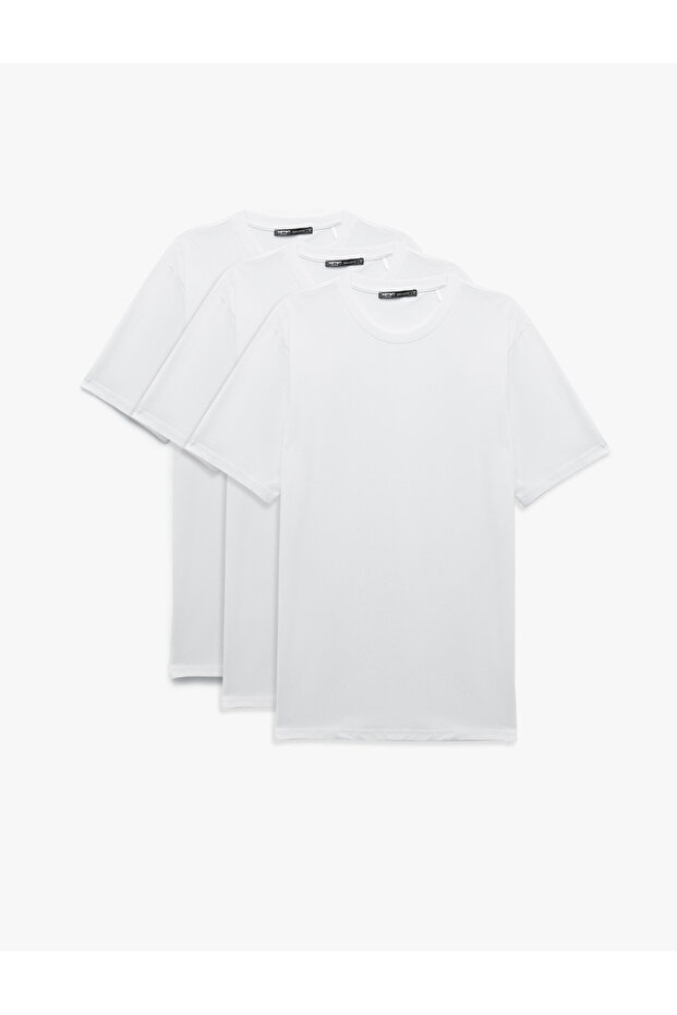Regular Fit Short Sleeve Crew Neck Cotton 3-Piece Basic T-Shirt Set