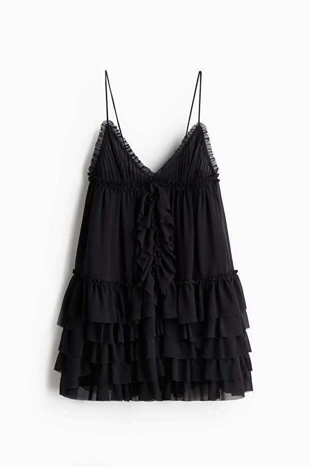 Ruffled chiffon strappy dress