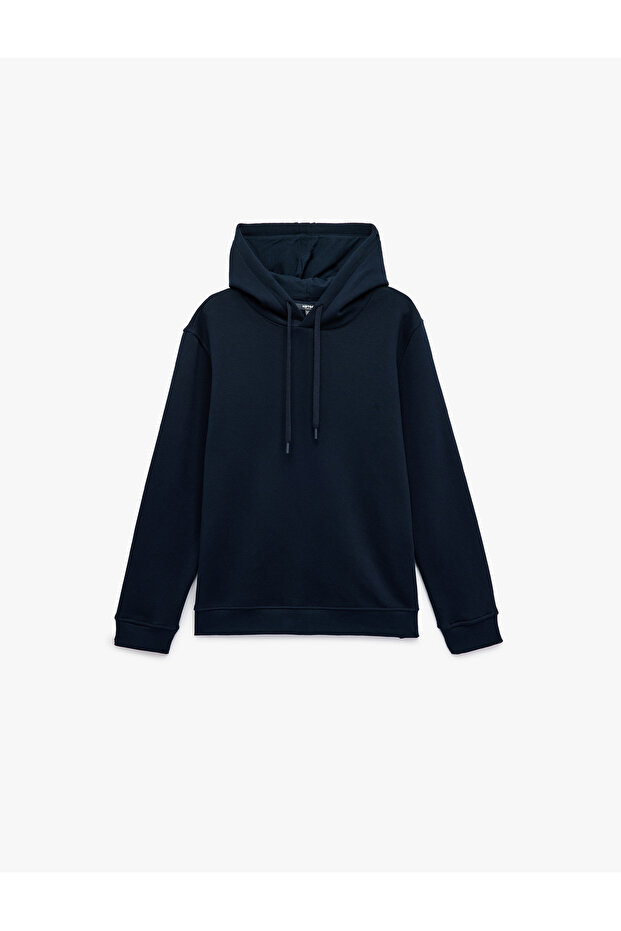 Şardonlu Uzun Kollu Basic Kapşonlu Sweatshirt - 3