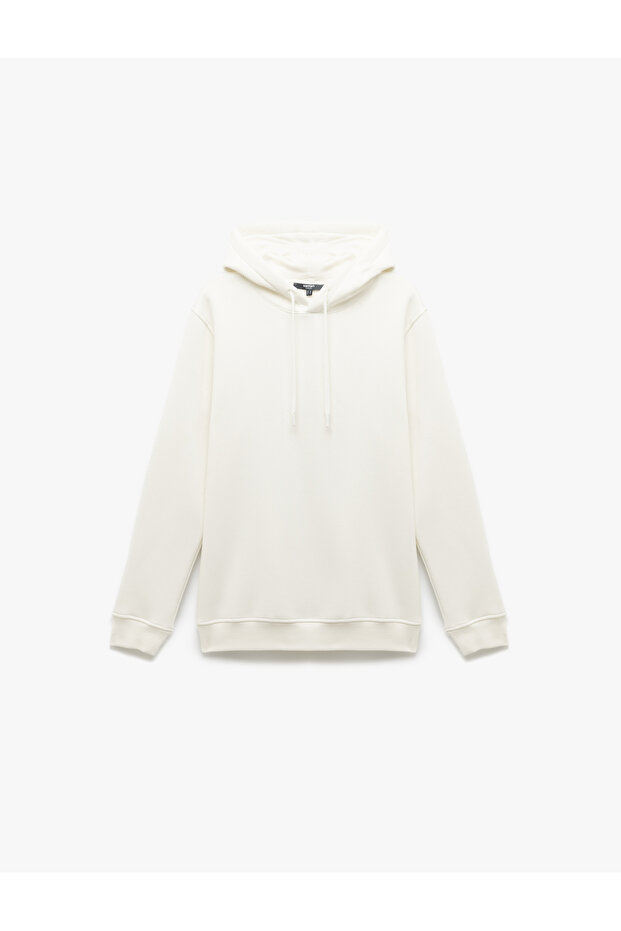 Şardonlu Uzun Kollu Basic Kapşonlu Sweatshirt - 3