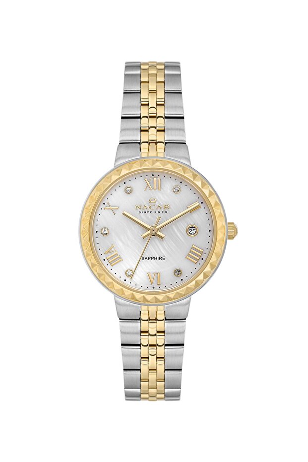 Sapphire Glass Silver - Gold Women's Wristwatch Nc34-39B716-Csms