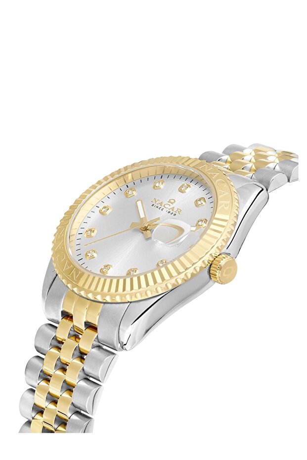 ساعة يد نسائية باللون الفضي والزجاجي الذهبي NC33- 398351 -CSMS - 2