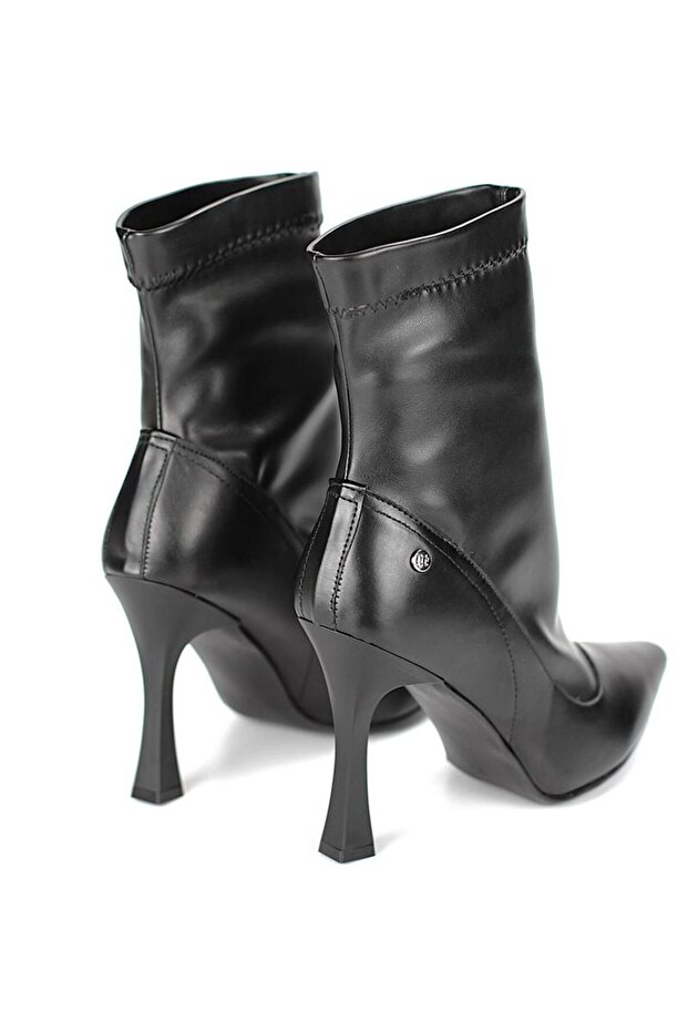 Mojito Siyah Cilt Esnek Yumuşak Kaymaz Taban (10cm) Streç Bot - 5