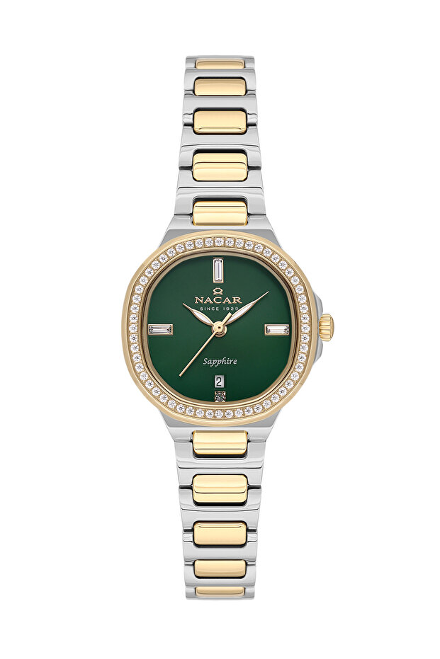 Sapphire Glass Silver - Gold Women's Wristwatch Nc33- 398369 -Cnms