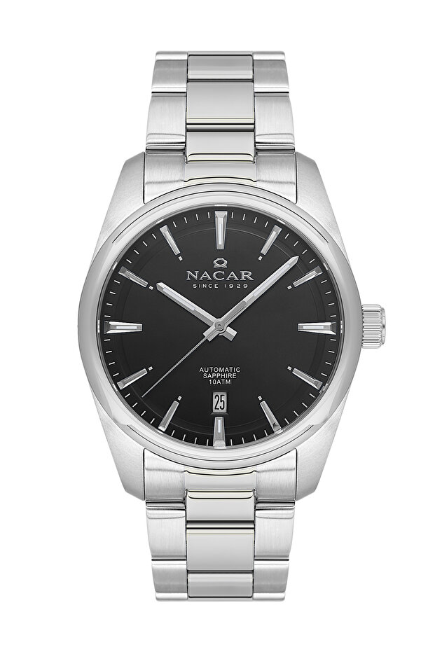 ساعة يد رجالية فضية كلاسيكية من زجاج الياقوت NC08- 29430248 -ABM - 1