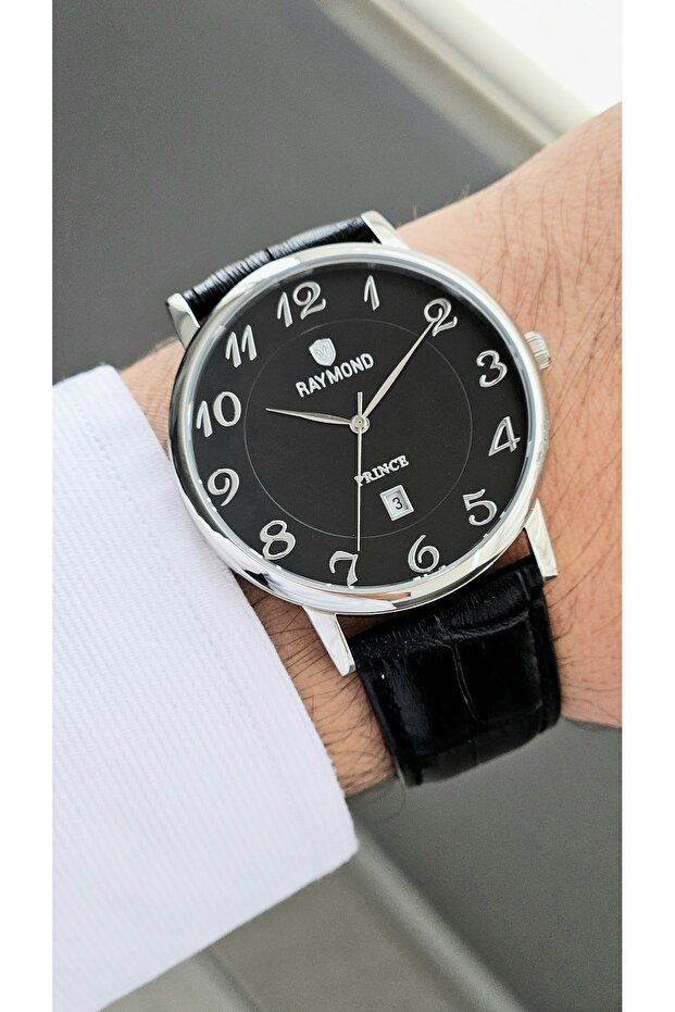 Rym-631820Mz2 Quartz Classic Men's Watch - Steel Case - Leather Strap - 2 Years Warranty Silver-Black