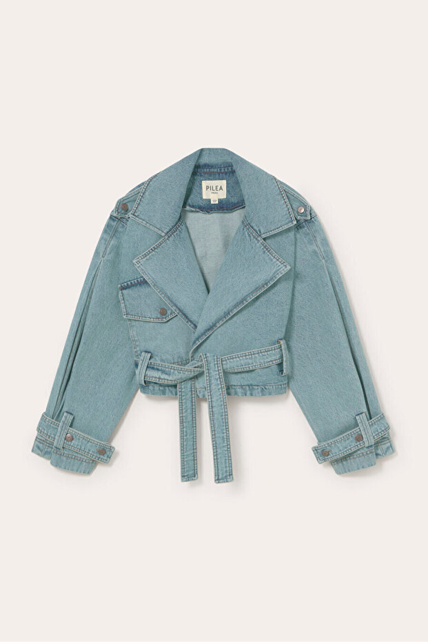 Denim Mini Trenç Ceket - 2