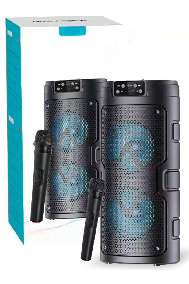 مكبر صوت لاسلكي محمول GTS-2129 مقاس 32.8 سم مزود بتقنية البلوتوث وإضاءة RGB وميكروفون لاسلكي