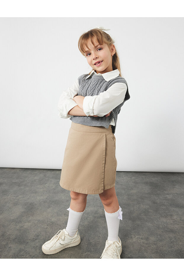 Cotton Gabardine Shorts Skirt