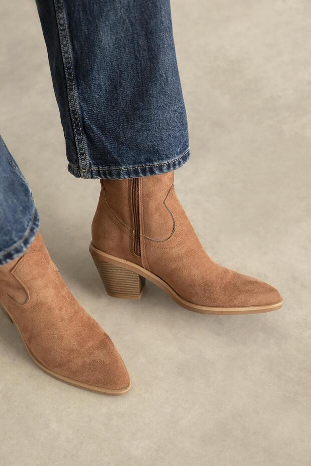 Jose  Kadın  Süet Topuklu   Bot Taba - 2