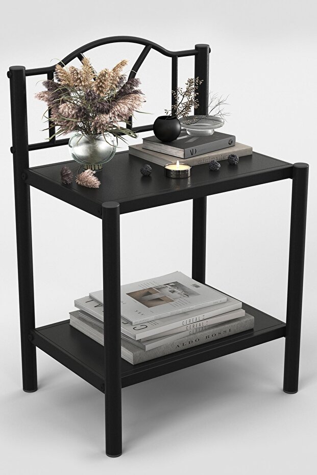 Bella Retro Ferforje Metal Komodin Siyah - 5