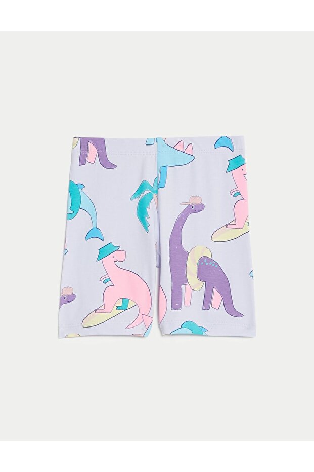 Regular Fit Desenli Biker Şort (2-7 Yaş) - 3