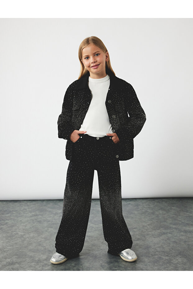 Cotton Pocketed Wide Leg Denim Pants