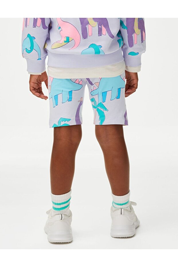 Regular Fit Desenli Biker Şort (2-7 Yaş) - 4