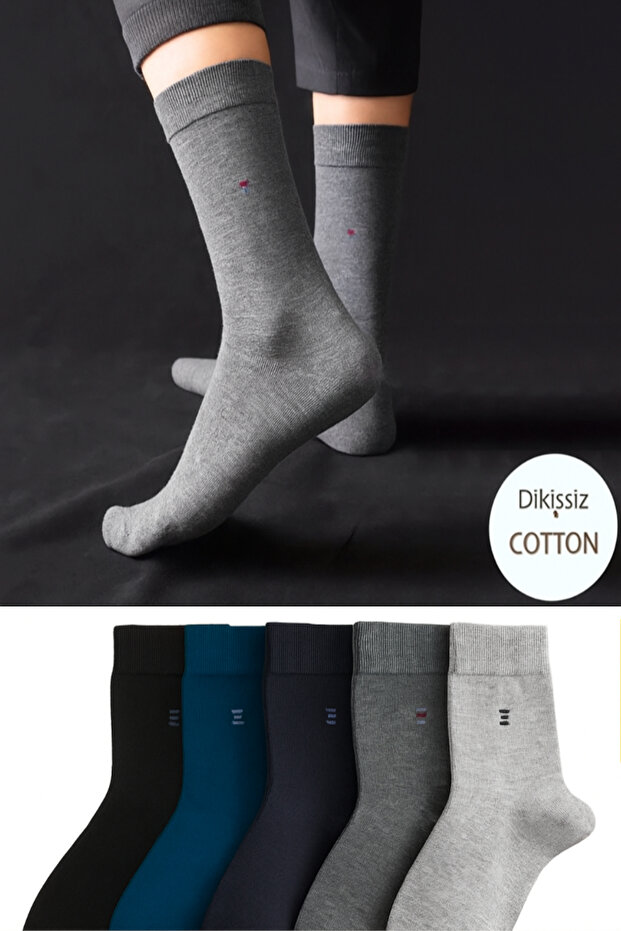 Erkek Uzun Soket Karışık Renk Çorap Seti 5 Adet - 1