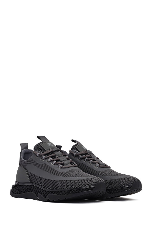 Zero Erkek Gri Kalın Tabanlı Bağcıklı Kumaş Sneaker,Kışlık Spor Ayakkabı 25WFD69106F - 3