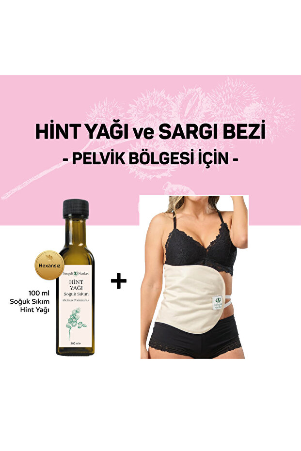 Hint Yağı Seti: Pelvik Hint Yağı Sargı Bezi + 100 ml Hint Yağı (HEXANSIZ) - 1