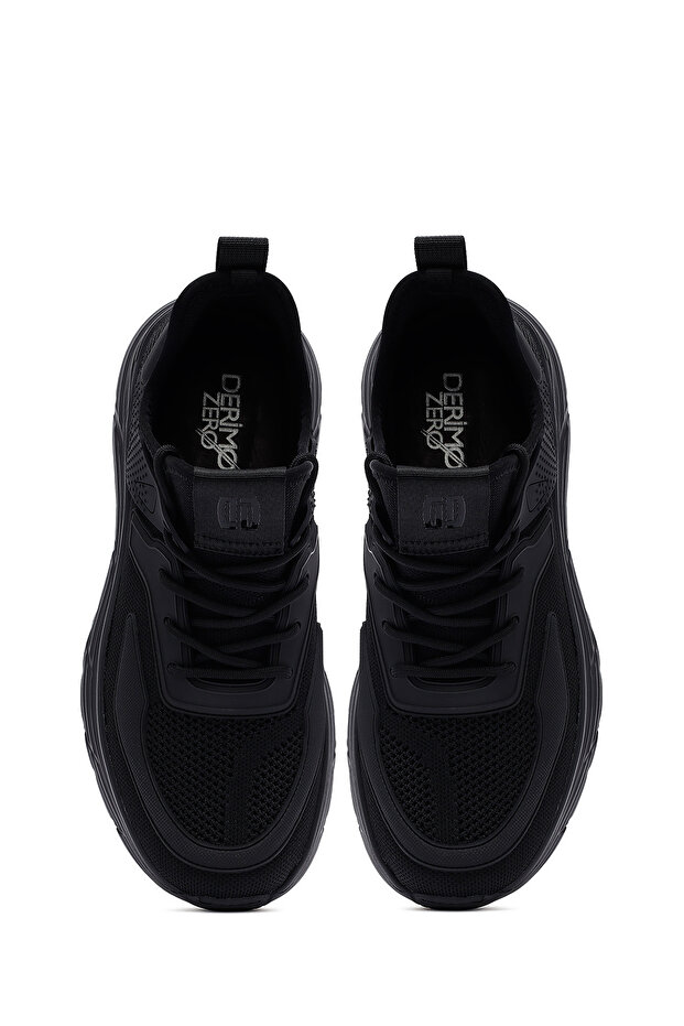 Zero Erkek Siyah Bağcıklı Kalın Tabanlı Kumaş Sneaker 25SFD69426F - 7