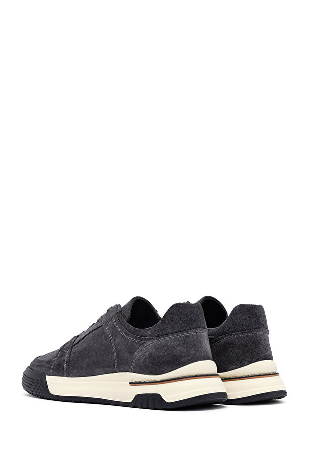 Erkek Gri Bağcıklı Süet Deri Sneaker 25SFD641710 - 5