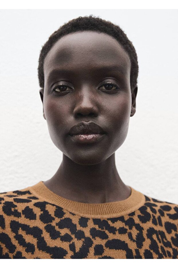 Leopar desenli triko kazak - 5