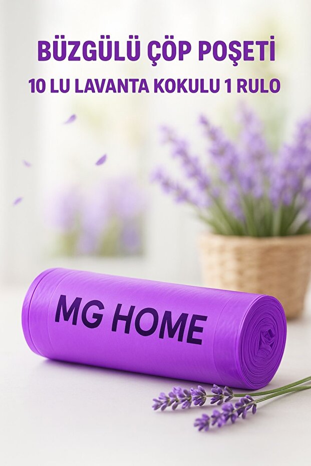 1 RULO 1x10 كيس قمامة برباط متوسط 55X60 40 LT كيس قمامة برباط كيس قمامة معطر باللافندر