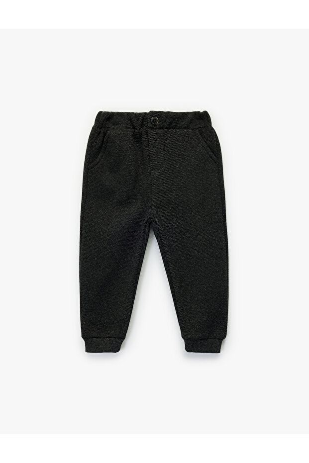 Buttoned Jogger Sweatpants with Elastic Waist and Pockets