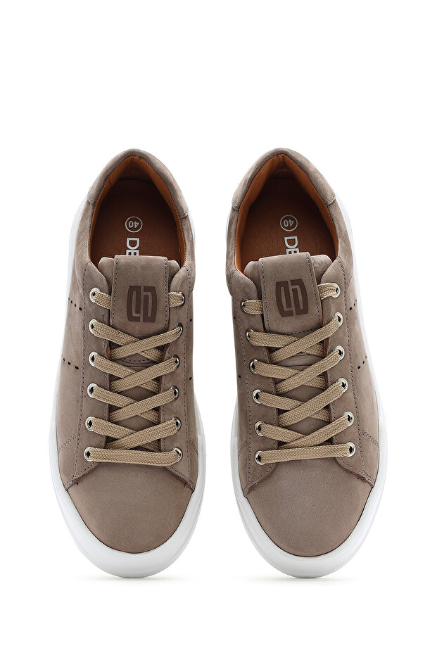 Erkek Vizon Bağcıklı Nubuk Deri Sneaker 25SFD7075V3 - 7