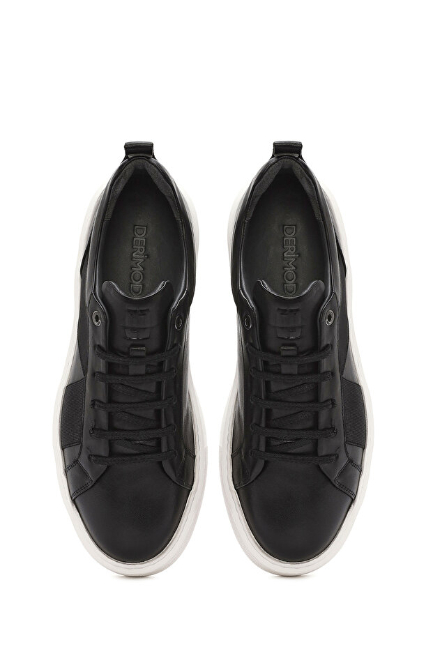 Erkek Siyah Bağcıklı Kalın Tabanlı Deri Sneaker 25SFD654318 - 7