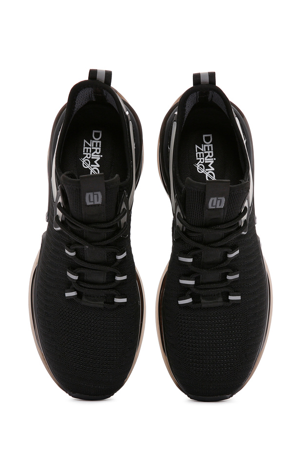 Zero Erkek Siyah Bağcıklı Kalın Tabanlı Kumaş Sneaker 25SFD69116F - 7