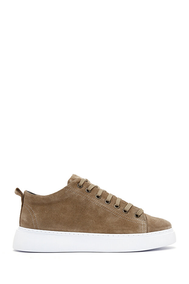 Erkek Vizon Bağcıklı Süet Deri Sneaker 25SFD752110 - 1
