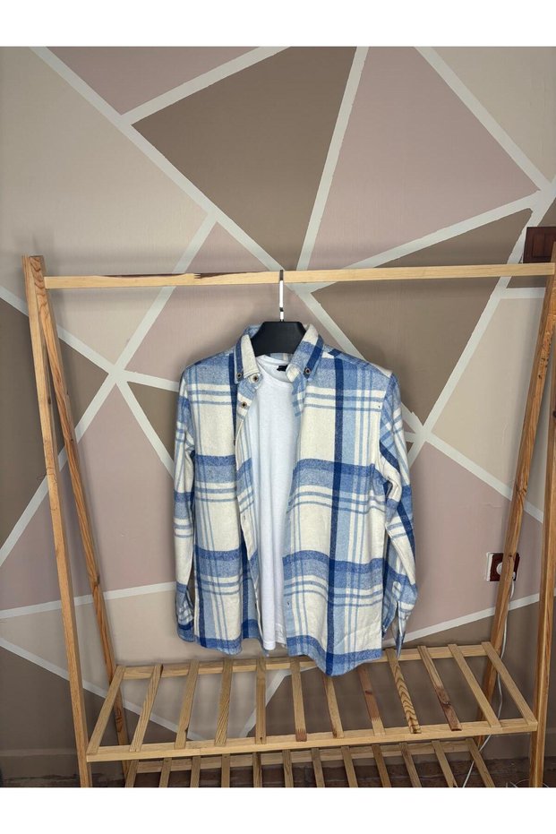 Blue Color Long Sleeve Slim Fit Men's Lumberjack Shirt