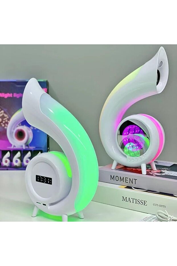 مكبر صوت محمول بتقنية البلوتوث مع صوت عالي الدقة وساعة رقمية وإضاءة RGB للحفلات الخارجية