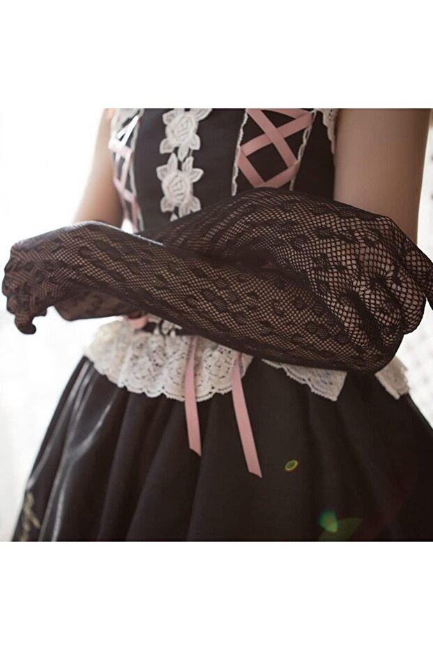 Leopar Uzun Siyah İthal Eldiven - 4