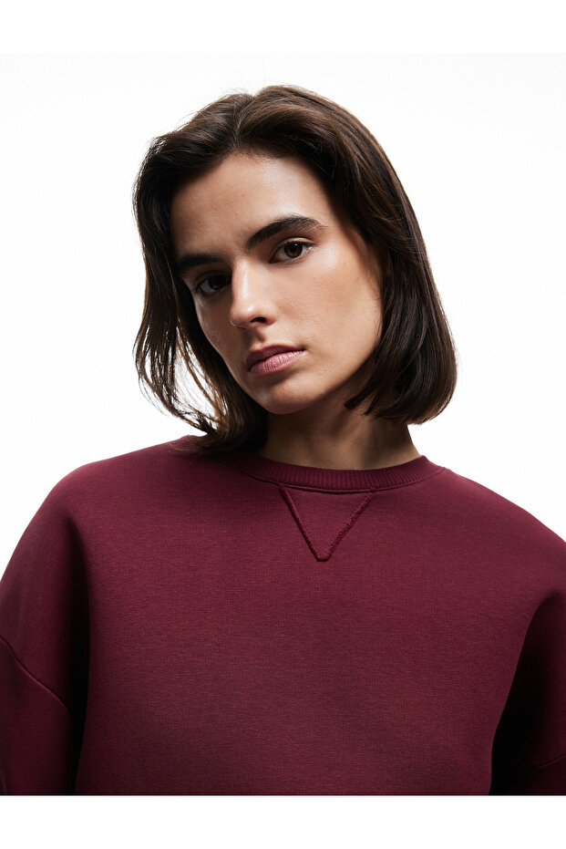 Three Thread Raised Long Sleeve Crew Neck Oversize Sweatshirt