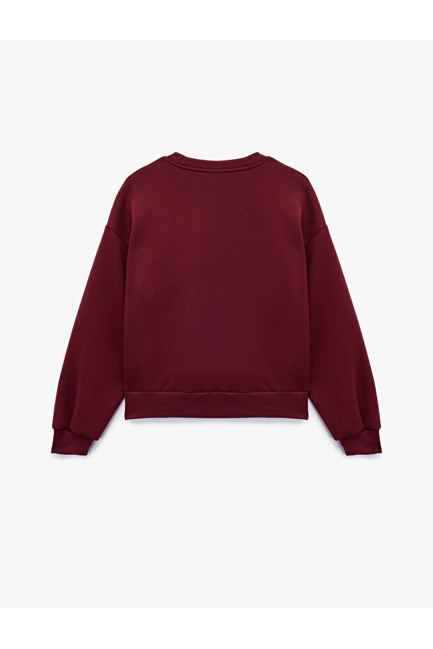 Three Thread Raised Long Sleeve Crew Neck Basic Sweatshirt - 4