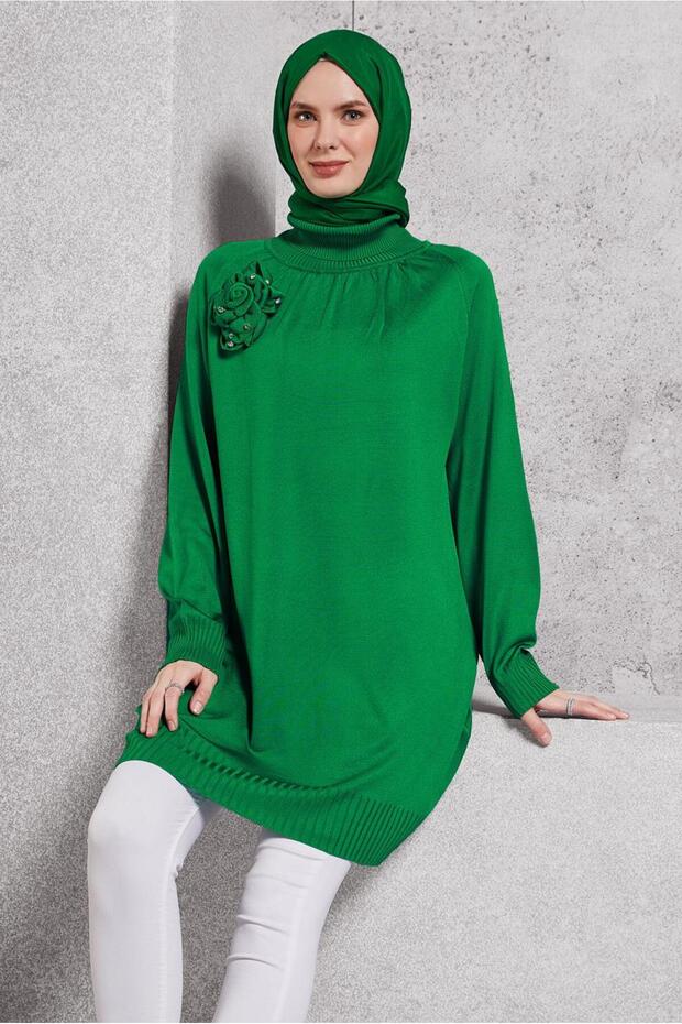 Broshe Detailed Knitting Tunic 44987