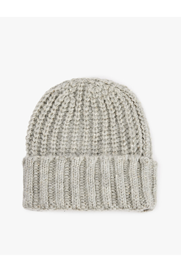 Glitter Textured Layered Knitwear Knitted Beanie