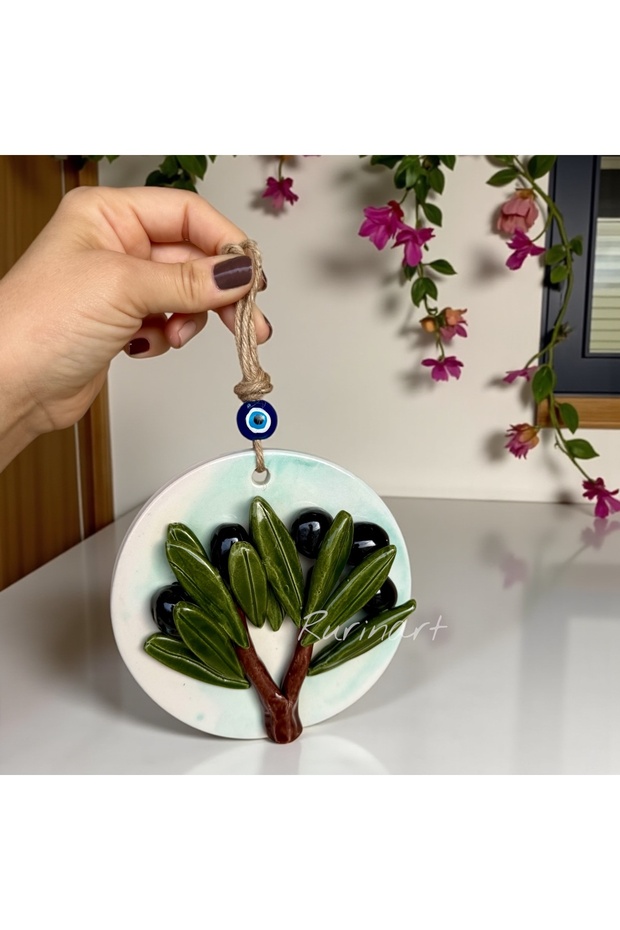 El Yapımı 25cm Boy 15 Cm En Seramik Zeytin Ağacı Kaliteli Şık Duvar Süsü/mutfak Süsü/kapı Süsü - 5