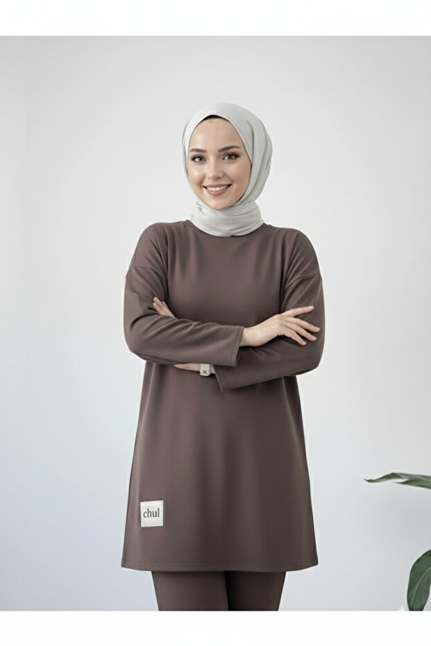 طقم أساسي من القطن الممشط - بني غامق - نطاق واسع من المقاسات - 7