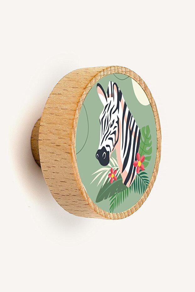 Zebra Figürlü Ahşap Kulp - 1